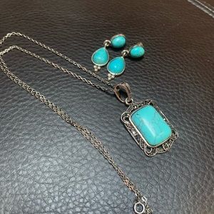Vintage Turquoise Necklace and Earrings